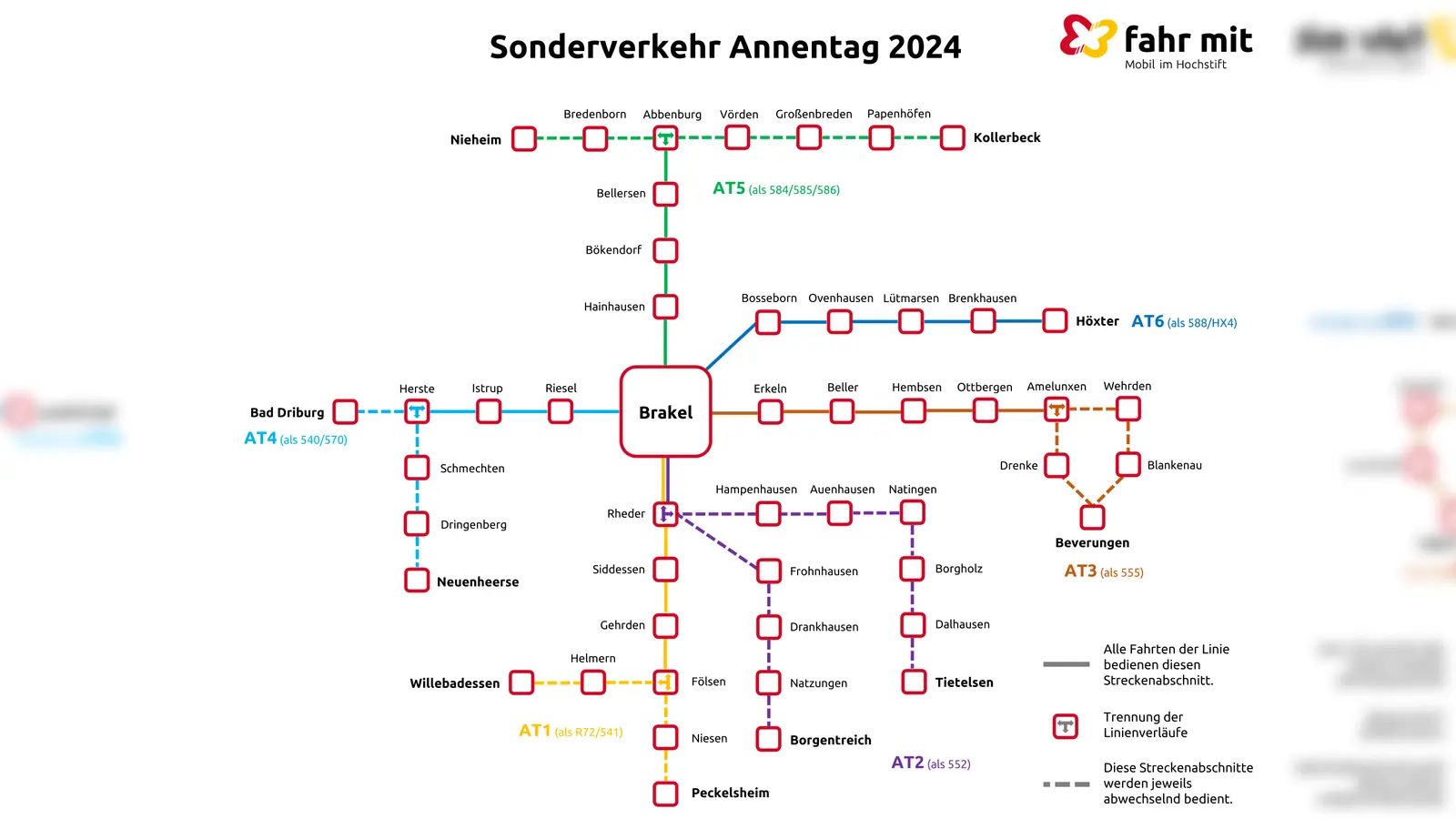 Linien-Netzplan für den Sonderverkehr zum Annentag 2024. (Foto: Nahverkehrsverbund Paderborn/Höxter)