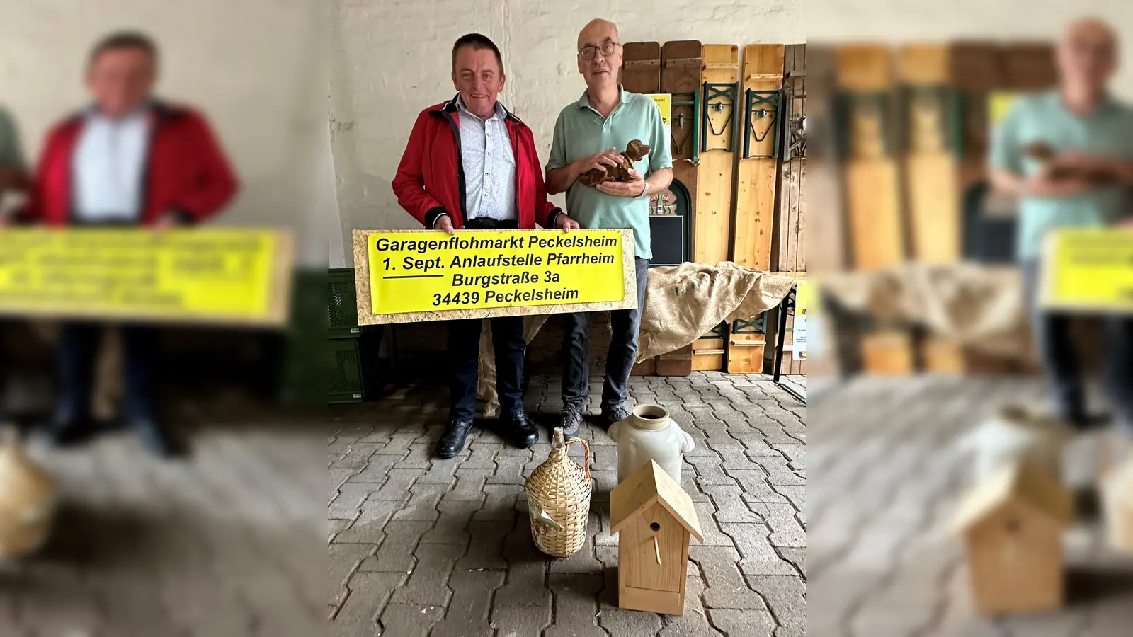 Freuen sich auf den ersten Garagenflohmarkt in Peckelsheim: Peter-Wilhelm Legge (links) und Willibernd Schröder von der Zukunftsinitiative.  (Foto: privat)